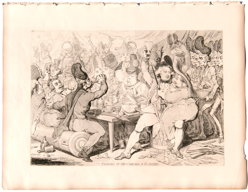 original James Gillray etchings Fatigues of the Campaign in Flanders